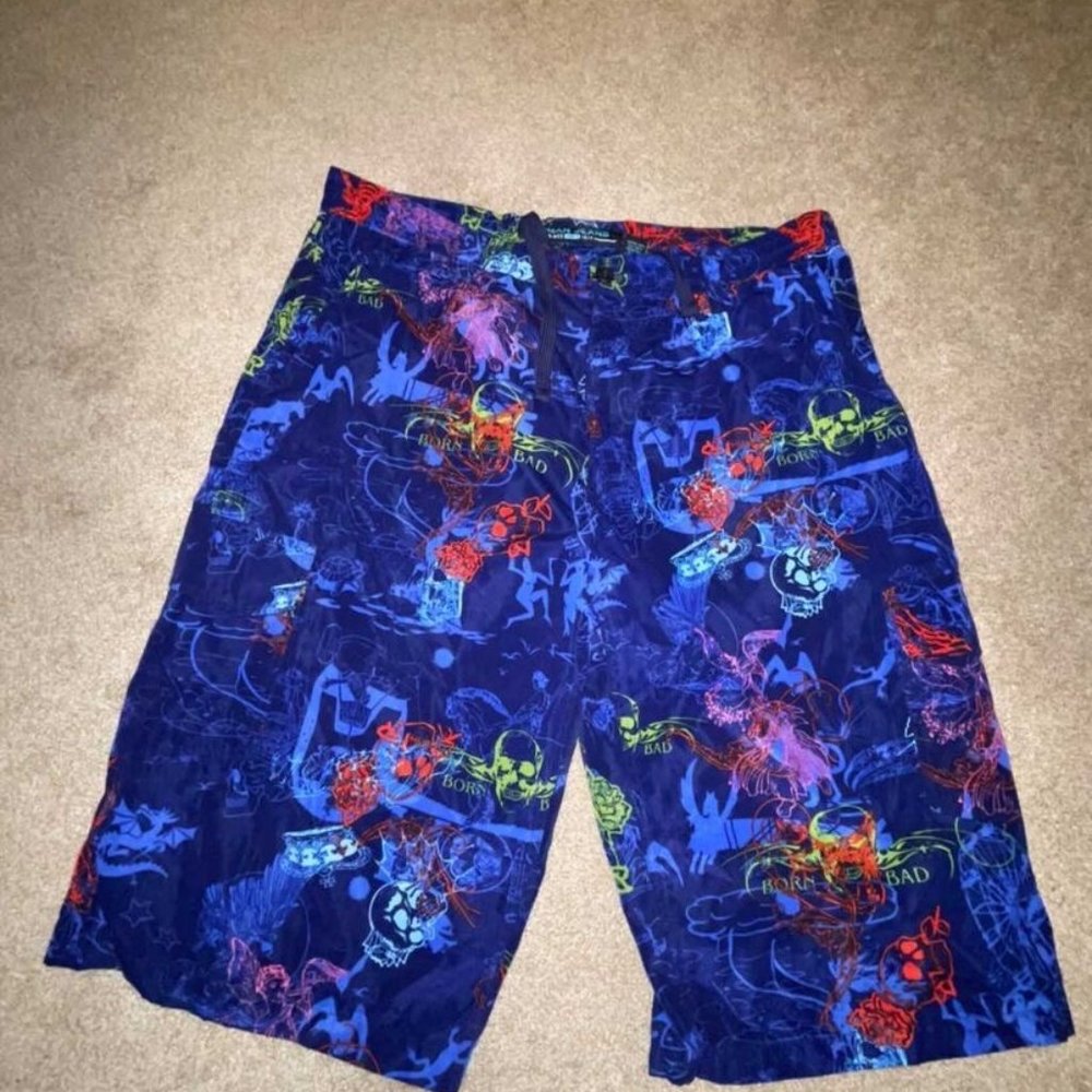 Koman Jeans Blue Graphic Board Shorts Swim Trunks